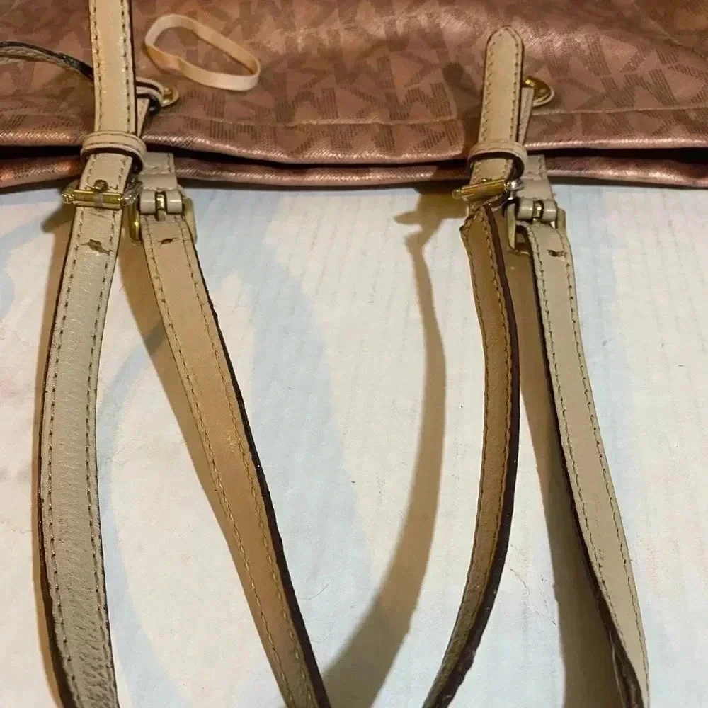 Michael kors bronze canvas hobo handbag